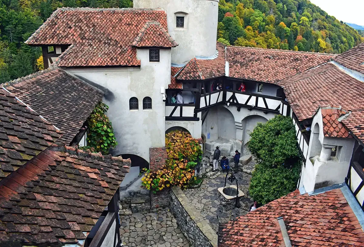 The inner courtyard of Bran Castle, seen on every Dracula Castle tour