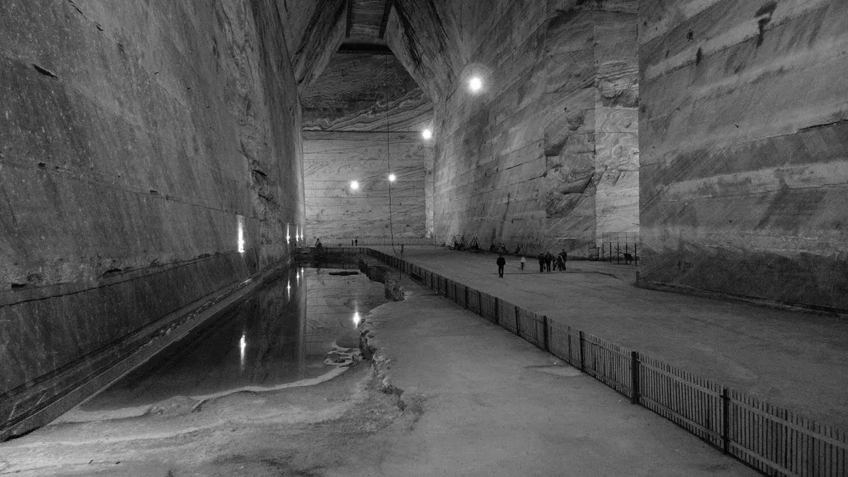 A salt gallery in the Slanic salt mine on a Snagov monastery Dracula tomb tour