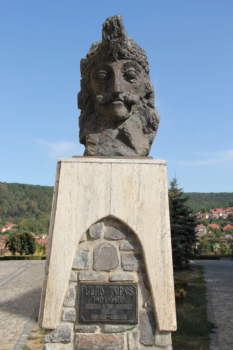 A bust of Vlad Tepes in Sighisoara, the ruler behind the Dracula name